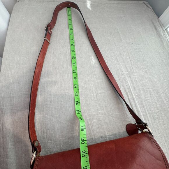 Vintage Oroton Australian Leather Saddle Bag Crossbody Purse Brown Red - Picture 5 of 12